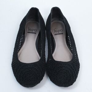 IMPO HEIRESS Womens Black Crochet Knit Ballet Flats Comfort Stretch Shoes, 8M